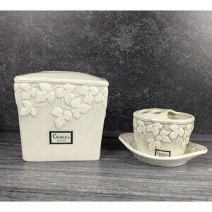 Ivy Tissue Box Cover Toothbrush Holder Croscill Scarborough 90s Y2K Cottagecore